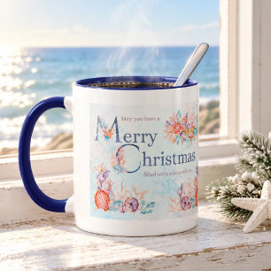 Ocean-themed Merry Christmas Mug