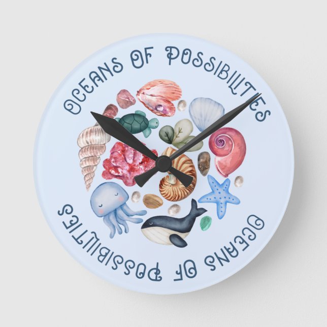 Ocean Themed Round Clock (Front)