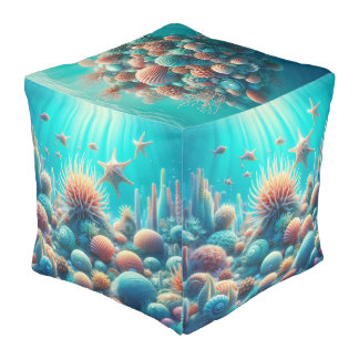 Ocean themed stool with lively star design pouf