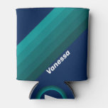 Ocean Tide Stripes with Name Can Cooler