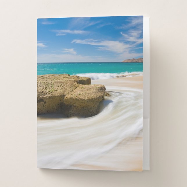 Ocean Tide Swirls On The Beach Pocket Folder (Front)
