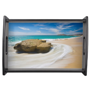 Ocean Tide Swirls On The Beach Serving Tray