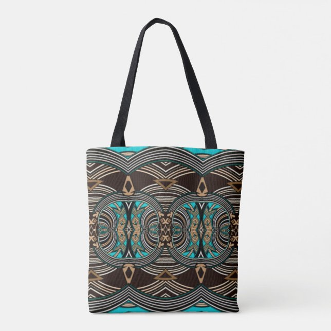 Ocean Tides Abstract Tribal Tote Bag (Back)