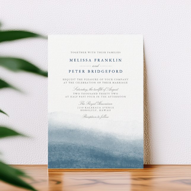 Ocean Tides Coastal Watercolor Wedding Invitation (Creator Uploaded)