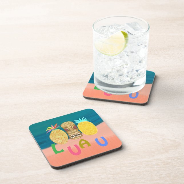 Ocean Tiki Pineapple Luau Beverage Coaster (Right Side)