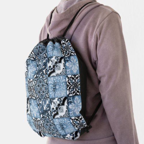 Ocean Tile Drawstring Bag