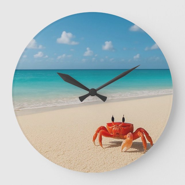 Ocean Time – Round Wall Clock (One Crab) (Front)