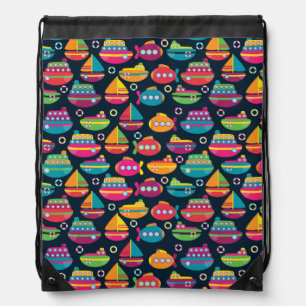 Ocean Transportation Pattern Drawstring Bag