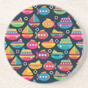 Ocean Transportation Pattern Drink Coaster