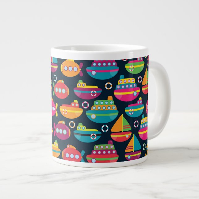 Ocean Transportation Pattern Giant Coffee Mug (Front Right)