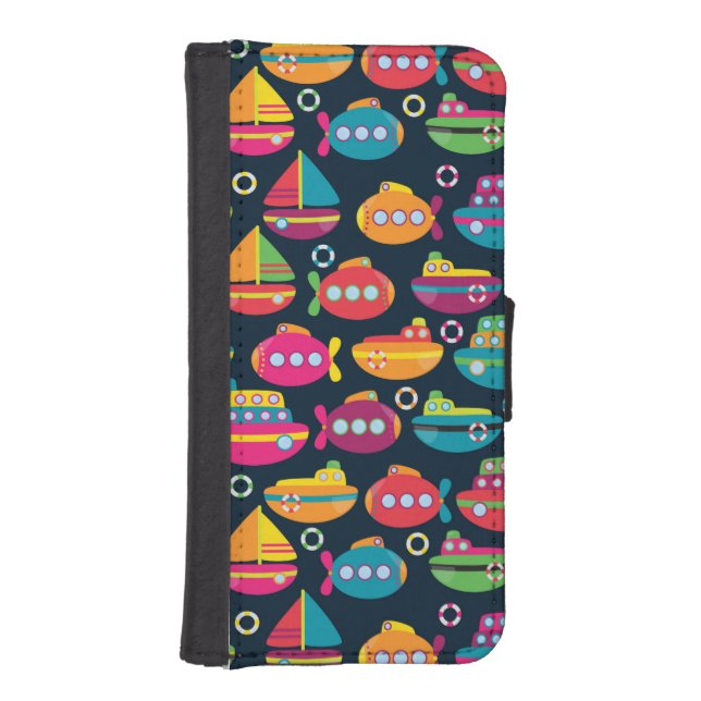 Ocean Transportation Pattern iPhone Wallet Case (Front)