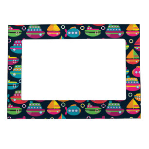 Ocean Transportation Pattern Magnetic Picture Frame