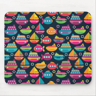 Ocean Transportation Pattern Mouse Pad