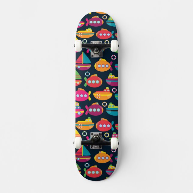 Ocean Transportation Pattern Skateboard (Front)