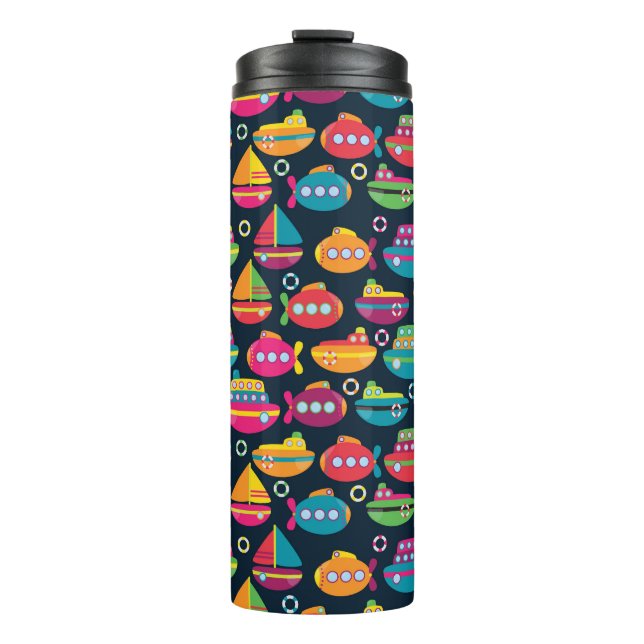 Ocean Transportation Pattern Thermal Tumbler (Front)