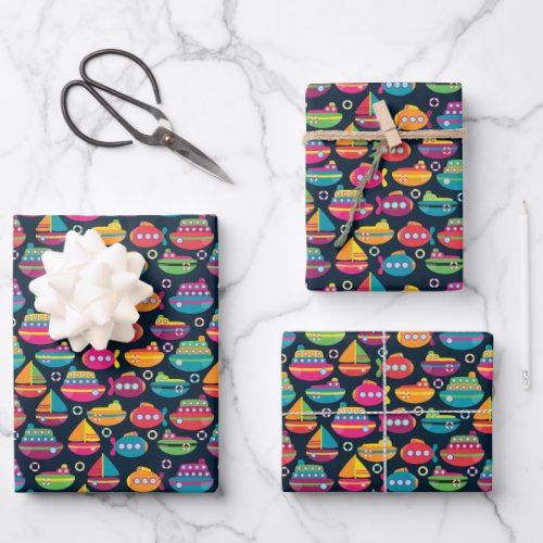 Ocean Transportation Pattern Wrapping Paper Sheets