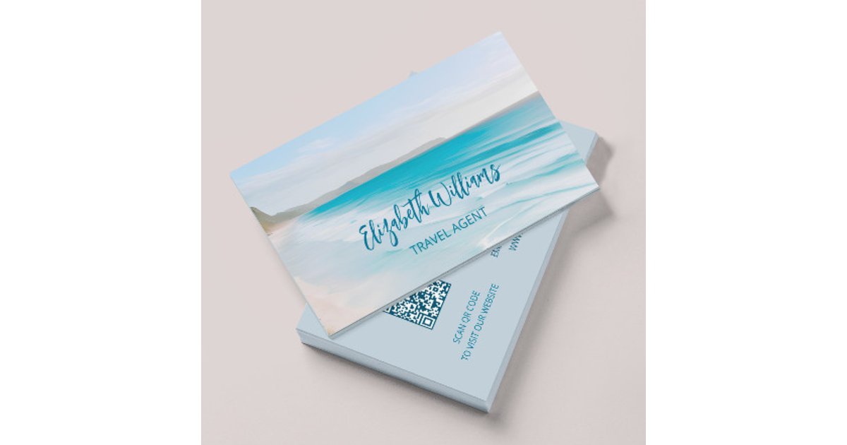 Ocean Travel Agent | QR Code Business Card | Zazzle