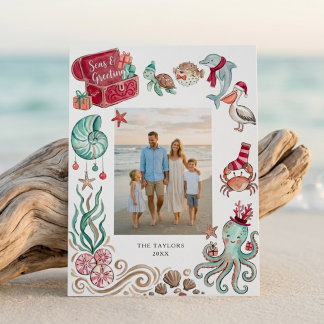 Ocean Treasure Seas & Greetings Christmas Photo Holiday Card