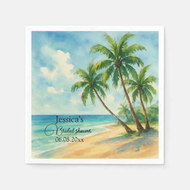Ocean Tropical Island Beach Bridal shower  Napkins (Front)