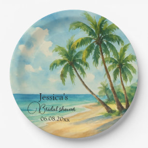 Ocean Tropical Island Beach Bridal shower Paper Plates