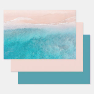 Ocean Turquoise Watercolor Wrapping Paper Sheets
