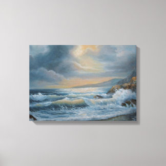Ocean under a stormy sky canvas print