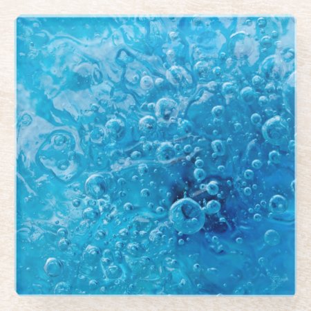 Ocean Under - Abstract Blue Bubbles Glass Coaster