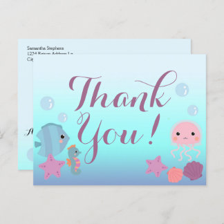 Ocean Under the Sea Animal Baby Shower Thank You Postcard