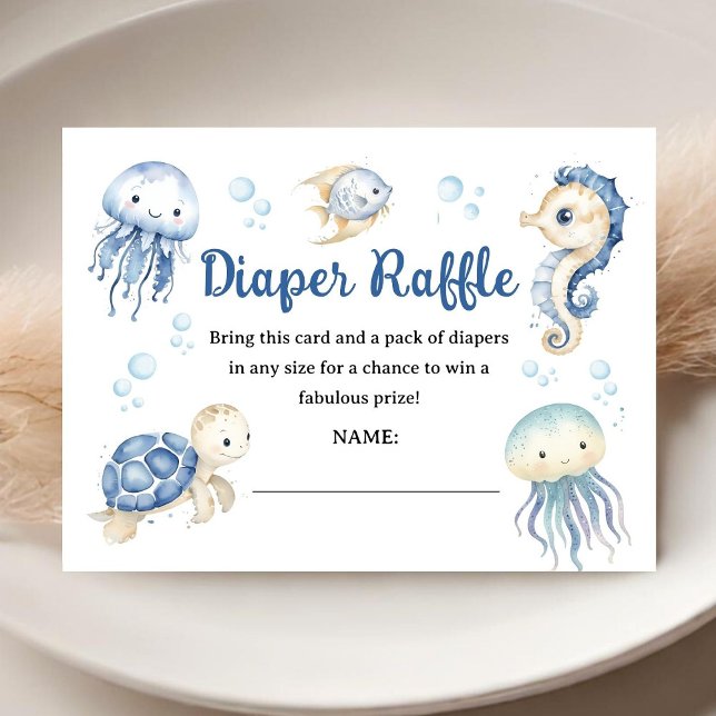 Ocean Under The Sea Baby Shower Boy Diaper Raffle Enclosure Card (Creator Uploaded)