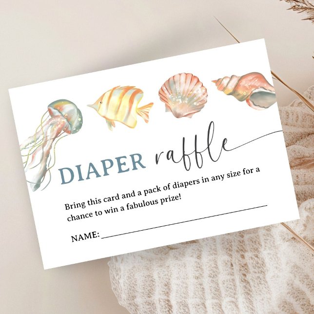 Ocean Under The Sea Baby Shower Diaper Raffle Enclosure Card (Creator Uploaded)