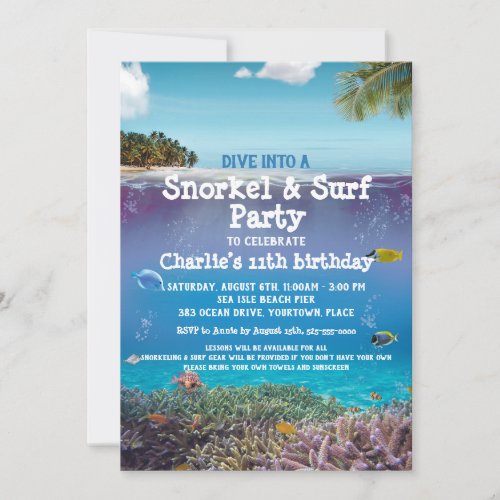 Ocean Under the Sea Beach Party Invitation