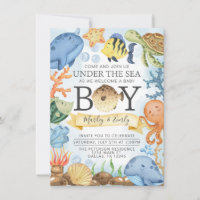 Ocean Under the Sea Boy Baby Shower Invitation