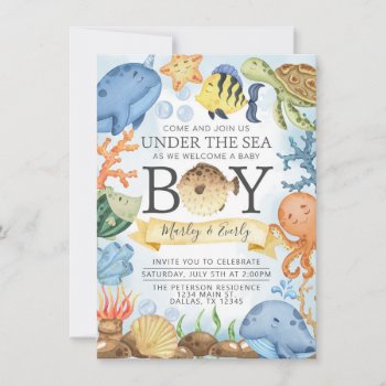 Ocean Under The Sea Boy Baby Shower Invitation by PerfectPrintableCo at Zazzle