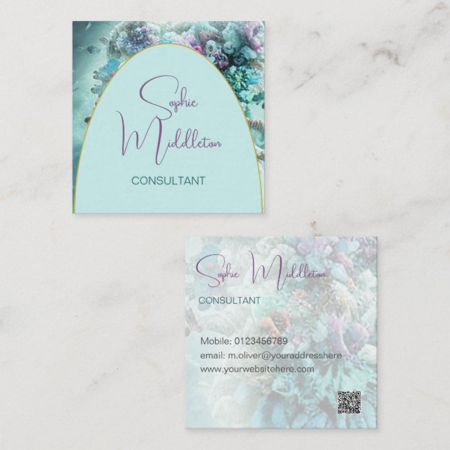 Ocean Under The Sea Coral QR Business Card (Front/Back)