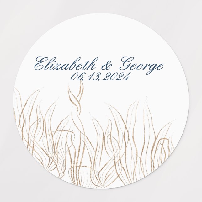 Ocean Under the Sea Elegant Wedding Labels (Design 1)