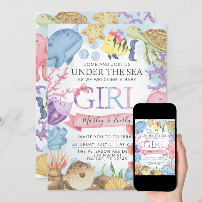 Ocean Under the Sea Girl Baby Shower Invitation Zazzle
