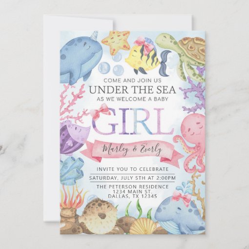 Ocean Under the Sea Girl Baby Shower Invitation | Zazzle