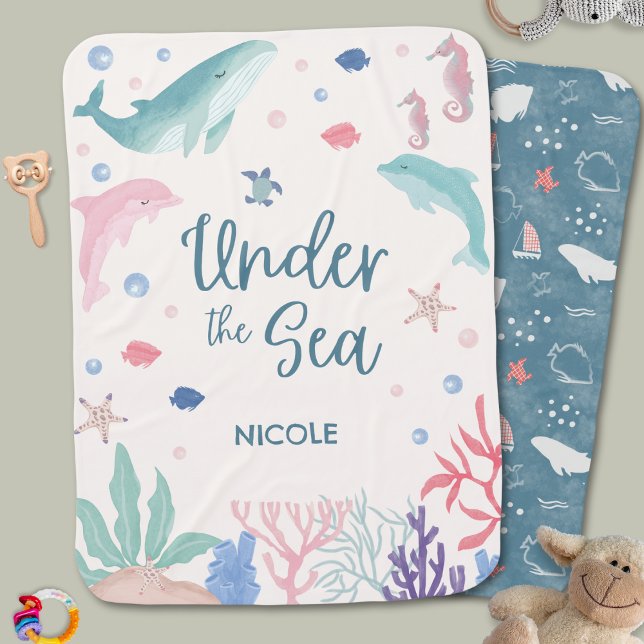 Ocean Under the Sea Girl Boy Name Baby Blanket (Creator Uploaded)