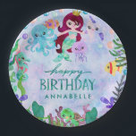Ocean Under the Sea Mermaid Theme Happy Birthday Paper Plates<br><div class="desc">Ocean Under the Sea Mermaid Theme Happy Birthday Paper Plates,  with cute watercolor sea creatures,  mermaid,  bubbles,  and fun!</div>