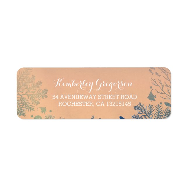 Ocean Underwater Beach Wedding Label (Front)