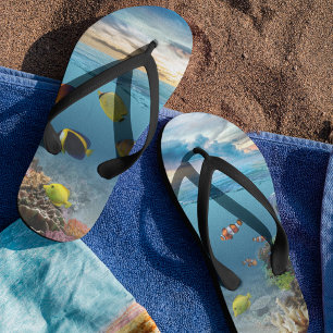 Ocean Underwater Coral Reef Tropical Fish Flip Flops
