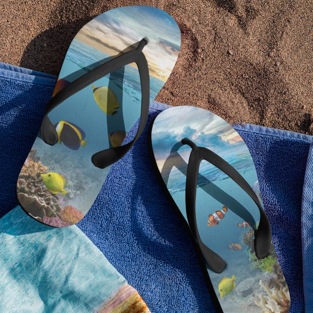 Ocean Underwater Coral Reef Tropical Fish Flip Flops (Creator Uploaded)