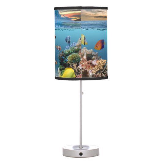 Ocean Underwater Coral Reef Tropical Fish Table Lamp (Back)