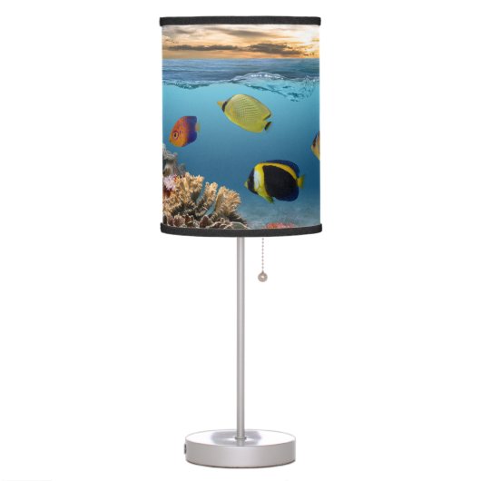 Ocean Underwater Coral Reef Tropical Fish Table Lamp (Left)