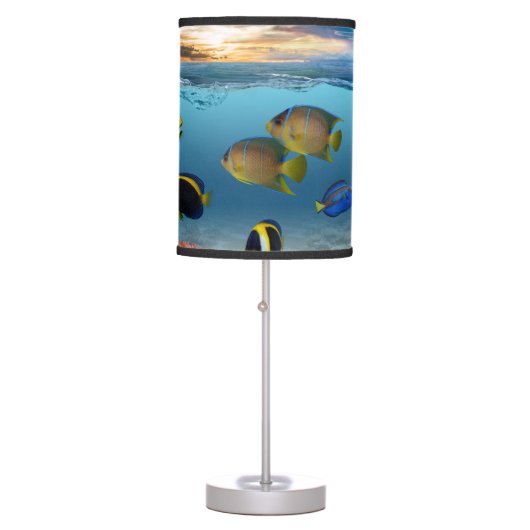 Ocean Underwater Coral Reef Tropical Fish Table Lamp (Front)