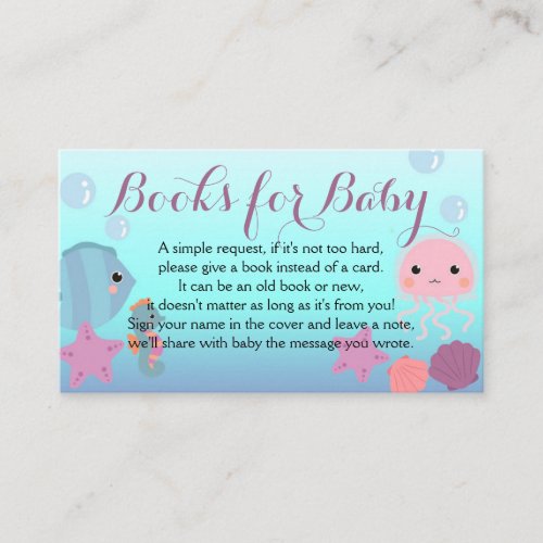 Ocean Underwater Sea Baby Shower Books for Baby Enclosure Card