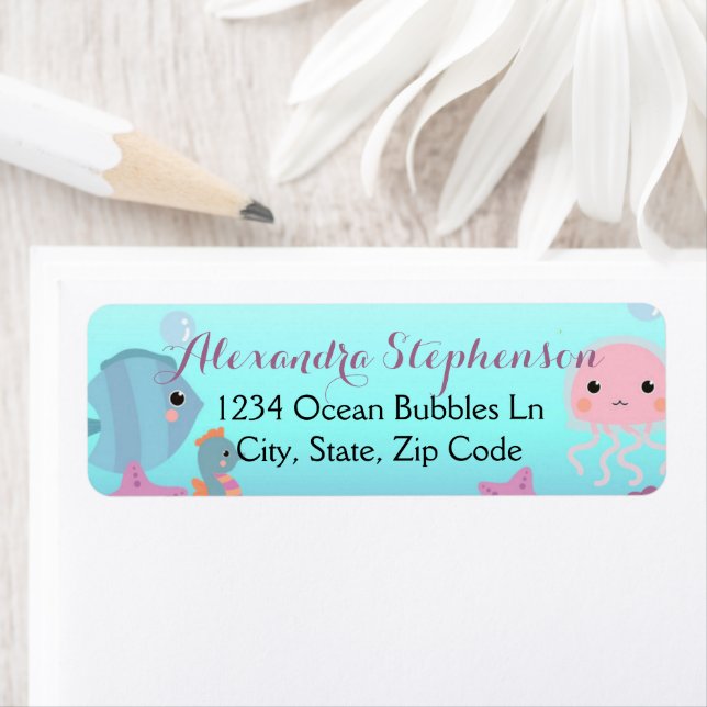 Ocean Underwater Under the Sea Animal Beach Girls Label (Insitu)