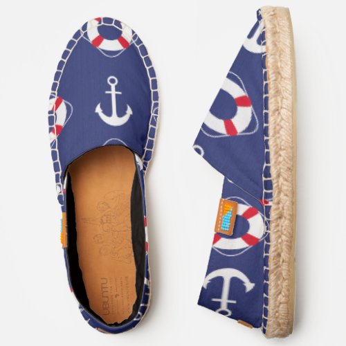 Ocean Vacation Elements Dark Blue  Espadrilles