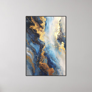 Ocean Veins: Blue & Gold Abstract wall art