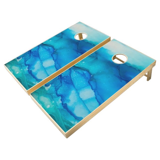 Ocean Vibes #2 | Coastal, Gulf, Shores, Beachy Cornhole Set (Angled)